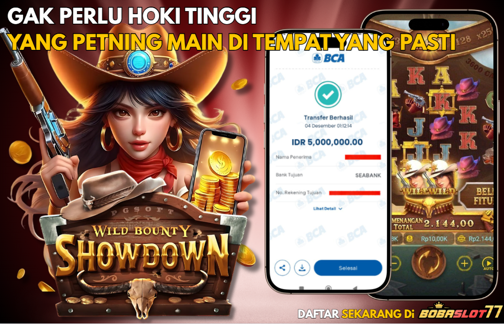Selamat kepada user id : me**an Wede Rp 5.000.000 di Game WILD BOUNTY SHOWDOWN PG SOFT Cair Gk Sampe 1 Menit! Menang Mudah di Bobaslot77